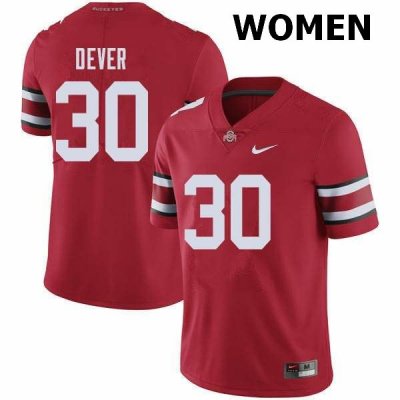 NCAA Ohio State Buckeyes Women's #30 Kevin Dever Red Nike Football College Jersey GTR2045KY